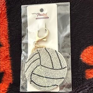 Pastels Glittering Silver and Black Volleyball Key Holder. NWT.